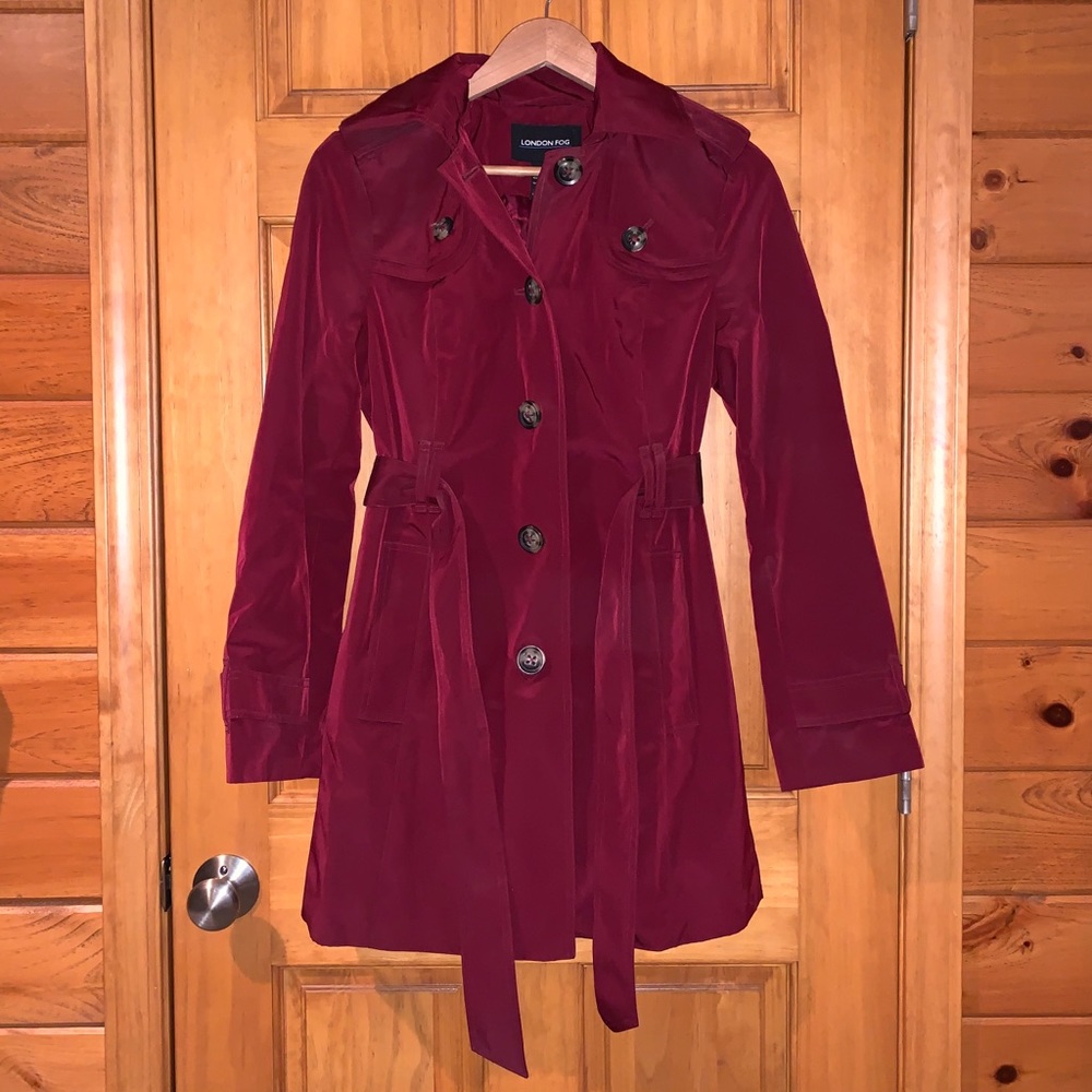 EUC Maroon Trench Coat Small